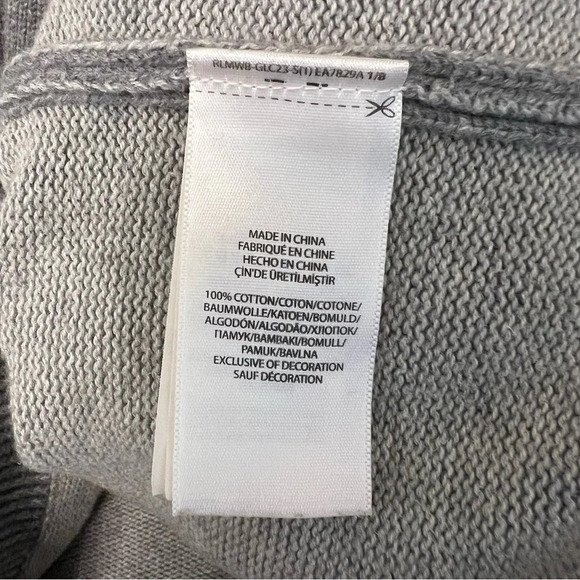 Polo Ralph Lauren Cotton Crewneck Sweater Medium Grey Large Cozy Fall Neutral - Picture 5 of 5